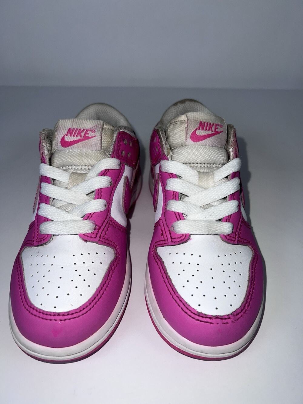Nike Dunk Low "Laser Fuchsia" Pre-School White Pink FB9108-102 11C